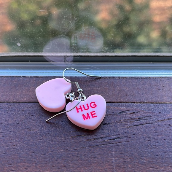 Pink heart earrings - Picture 2 of 4